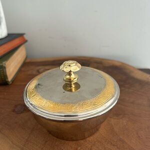 Metal Decorative Lidded Bowl trinket box with 24kt gold